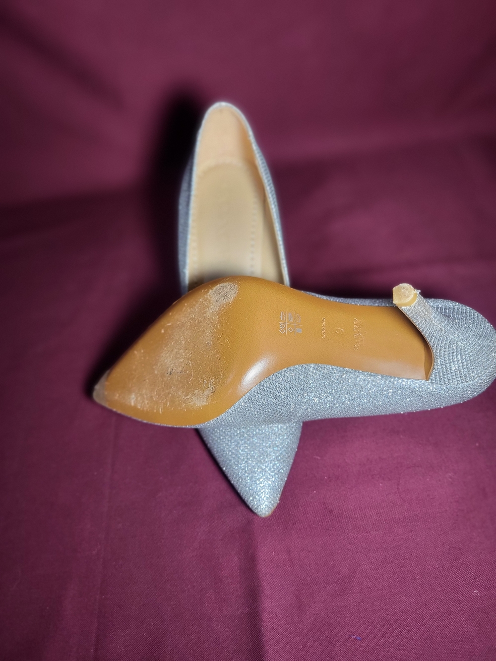 Coach Women's Silver Glitter Pointed Toe Pumps